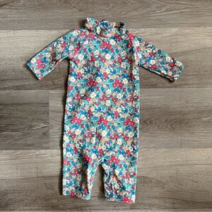 Baby Boden floral one piece swimsuit rash guard
